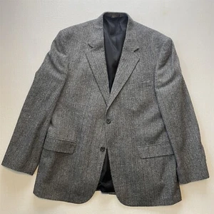 Geoffrey Beene 44R Gray Herringbone Flannel Camelhair Blazer Jacket Sport Coat - Picture 1 of 12