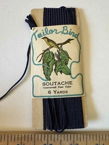 Antique Vintage 1930s Tailor Bird Navy Blue Soutache Trim Bird Branch Graphic - Picture 1 of 3