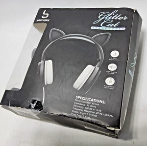 Glitter Cat ears Aux-In Headphones Liquid Glitter & Mic gaming headset new open - Picture 1 of 6