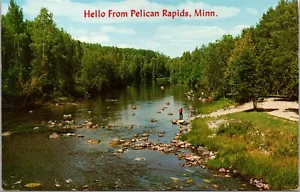 Vtg Pelican Rapids Minnesota MN Scenic River View 1950s Chrome Postcard - Picture 1 of 2