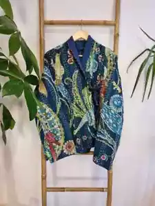 Chaqueta Kantha India Hecha a Mano, Algodón Suave Kantha Acolchada Chaqueta Albornoz Kimono - Imagen 1 de 6