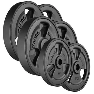 Marbo Sport Tri-Grip gummierte Hantelscheiben Guss Set 60kg 2x15kg+2x10kg+2x5kg - Bild 1 von 5