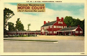 FREDERICKSBURG, VIRGINIA - GEORGE WASHINGTON ROADSIDE MOTOR COURT - POSTCARD - Imagen 1 de 2