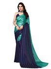 Women's modern India Rama Color Georgette Striped Saree without Blouse