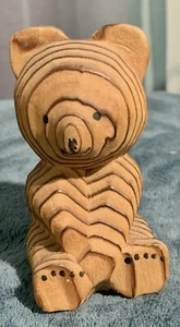 ADORABLE VINTAGE AINU WOOD BEAR CARVING FIGURINE TAKAHASHI JAPAN - Picture 1 of 5