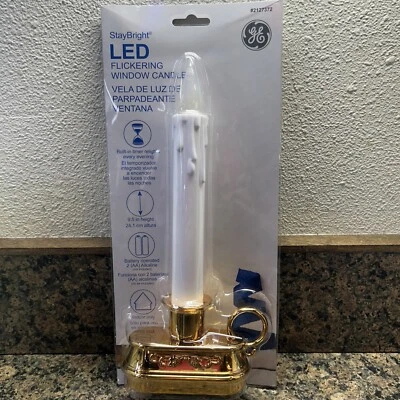 GE LED Flickering Christmas Window Candle Battery Powered with Timer Gold Base - Image 1 of 4