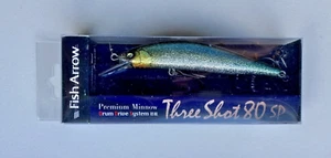 Fish Arrow Three Shot 80SP Silver Lame Blue #06 Wobbler Twitchbait Minnow - Bild 1 von 2