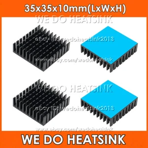 Refroidisseur de radiateur dissipateur de chaleur anodisé noir 35 x 35 x 10 mm avec coussin thermique pour circuit intégré processeur - Photo 1/5