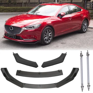 Carbon Fiber Front Bumper Lip Spoiler Splitter+ Strut Rods For Mazda 6 2002-2022 - Picture 1 of 10