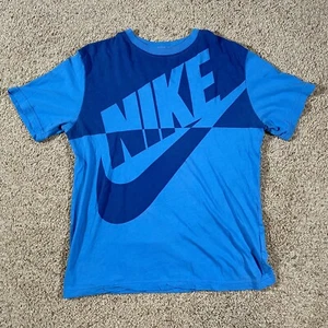 Nike Mens Large Regular Fit T Shirt Blue Nike Print 641401-435 - Picture 1 of 9