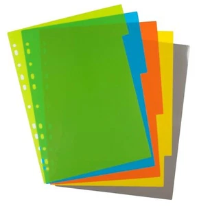 Divisores de archivos eco eco A4 índice de 5 piezas pestañas de color de plástico 50 % reciclado X 1 juego - Imagen 1 de 4