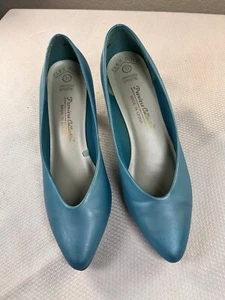 Vintage 1990’s Talons Premier Collections Flex Sole Blue Heels Sz 7.5  - Picture 1 of 13