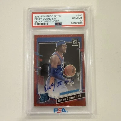 2023 Donruss optic Ricky Council Signature Choice Auto PSA 10 - Image 1 of 2