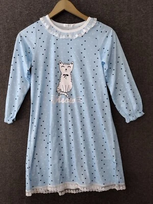 Arshiner Girls Cat Nightgown Long Sleeve Princess Lace Sleepwear Dress - Image 1 of 4