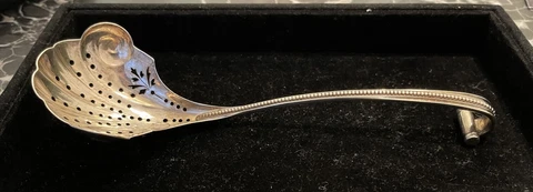 ANTIQUE J.E. CALDWELL ART DECO STERLING SILVER SUGAR SIFTER PIERCED LADLE 51G Cover
