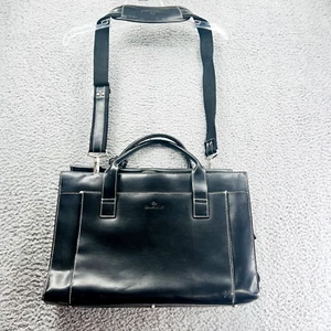 Samsonite Hard Leather Black Tote Computer Compartmental Shoulder Bag - Picture 1 of 19