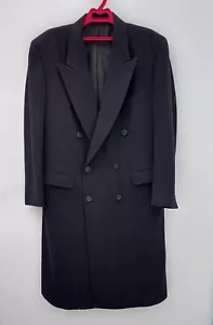 Vintage Men CHRISTIAN DIOR MONSIEUR Black Gray 100% Wool Overcoat Sz 56 IT - Picture 1 of 13