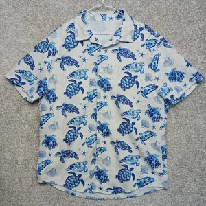 Camisa Shein Para Hombre 2XL Azul Estampado Tortuga Marina Diseño Hawaiano Tropical Abotonada - Imagen 1 de 7