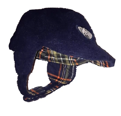 GYMBOREE Boy Vintage Blue Fleece Chinstrap Hat Husky Dog 6-18 Months - Image 1 of 2