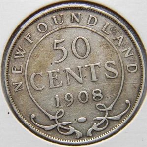 NEWFOUNDLAND, Edward VII: 1908 silver 50 Cents; VF - Picture 1 of 1