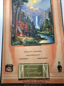 1936 Skelly Gas Oil Garage Calendar Sign Globe Auto Battery Worthington Mass - Picture 1 of 7