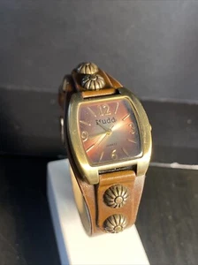 Vintage MUDD QUARTZ BROWN LEATHER LADY WRIST WATCH Needs Battery - Picture 1 of 5