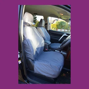 Tailored Front Pair Grey Waterproof Seat Covers For Toyota LandCruiser 2009-2023 - Picture 1 of 2