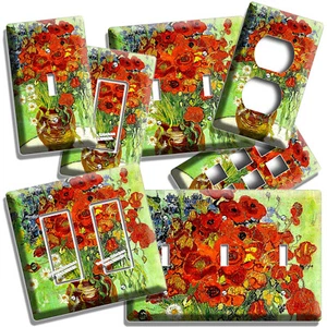 VAN GOGH ROTE MOHNBLUMEN GÄNSEBLÜMCHEN BLUMEN IN VASE LICHTSCHALTER OUTLET KUNST WANDPLATTEN - Bild 1 von 34