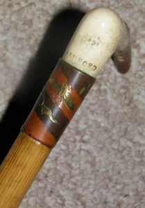 Recorte/látigo antiguo de los fabricantes de Ashford a la reina - con incrustación dorada de mariposa - Imagen 1 de 12