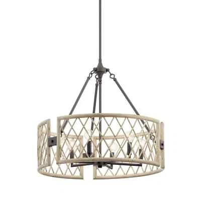 Kichler 52077WWW - Oana 25" Wide Drum Chandelier - White Washed Wood - Image 1 of 4