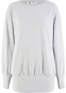 Oversize-Sweatshirt Gr. 40/42 Hellgrau Meliert Damen Langarm Sweat-Shirt Neu - Bild 1 von 1