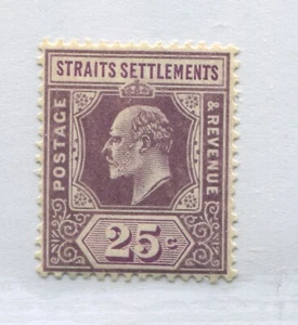 Straits Settlements KEVII 1909 25 cents mint o.g. hinged - Picture 1 of 1
