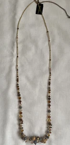"Collar Cookie Lee Tonos de Marrón Cristales Australianos Latón 36"" Cadena NUEVO - Imagen 1 de 12