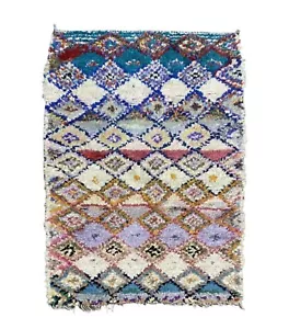 5’2x5’7 Geometrisch Marokkanisch Handgefertigt Vorleger Tribal Boucherouite C... - Bild 1 von 14