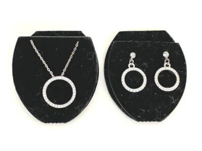 Set Di Orecchini E Collana Con Pendente In Cristallo Argento 18" Catena - Usato - Immagine 1 di 4