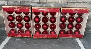 Vintage Sandra Lee Red Ball Glass Xmas Ornaments 3 Packs (12/pack) Made in USA - Picture 1 of 6