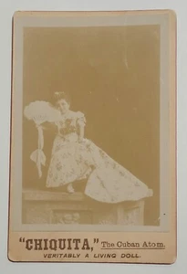 Sideshow Circus Freak Cabinet Card Photo Chiquita The Cuban Atom Living Doll - Picture 1 of 5