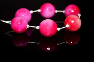 AAA Natural 13-14MM Pink Agate Round Faceted Gemstone 5" Loose Beads For Jewelry - Picture 1 of 4