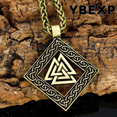 24' Gold Men's Triangle Viking Odin's Logo Pendant Necklace 316L Stainless Steel - Image 1 of 4