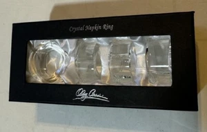 Oleg Cassini Crystal Napkin Rings Heart Shape Center Signed Oleg Cassini (4) - Picture 1 of 3