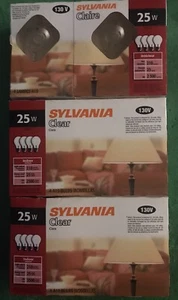 12-NEW Sylvania Clear A19, 25 Watt Light Bulbs,130V - Picture 1 of 4