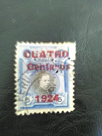 PERU USED PERFIN STAMP 1924 OVERPRINT 5 CENTAVOS BLUE BLACK Cover