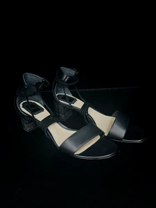 Christian Dior Black Leather Rainbow Stellar Block Heel Lace-Up Sandals Size 9 - Picture 1 of 6