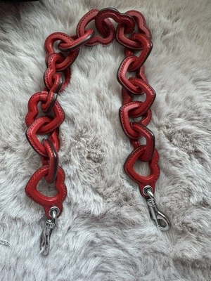 NWOT! Coach red leather “Heart” chain accessory STRAP, RARE!! - Image 1 of 3