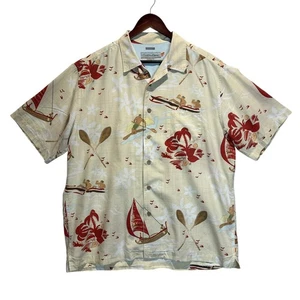 Quiksilver Edition Hawaiian Camp Shirt Men Sz L Butter Yellow Comfort Surf Sail - Picture 1 of 6