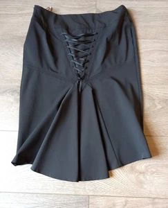 River Island Black Stretchy Pencil Skirt With Bustle and Corset back Sz 10 - Picture 1 of 5