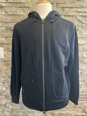 TOM FORD NUEVO SIN ETIQUETAS Cremallera Sudadera con Capucha Para Hombre Chaqueta CUERO NEGRO Logo Grande Foto 1 de 4