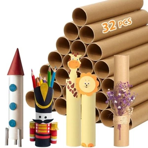 32 Pack Cardboard Tubes for Craft - 1.7 x 10 Inches, Empty Toilet Paper Rolls... - Picture 1 of 8