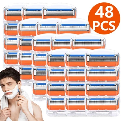 48 PCS 5 Proglide Shaving Razor Blades Refills Compatible for Gillette Fusion UK