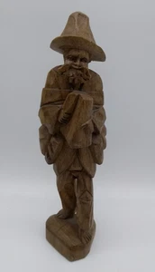 Holz Figur Alter Mann mit Trommel Handgearbeitet Vintage H - 20 cm - Picture 1 of 10
